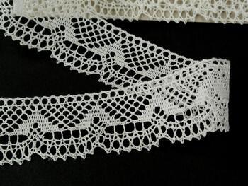 Linen bobbin lace 81847, width 37 mm, 100% linen bleached - 2