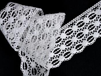 Cotton bobbin lace 82106, width 75 mm, white - 2