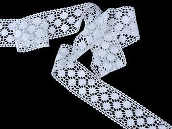 Cotton bobbin lace insert 82219, width 50 mm, white - 2