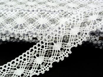 Cotton bobbin lace 82231, width 32 mm, white/Lurex silver - 2