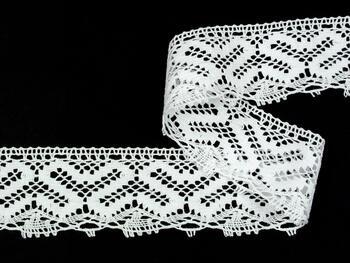 Cotton bobbin lace 82233, width 45 mm, white - 2