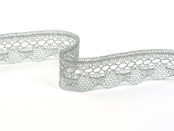 Metalic bobbin lace 82216, width 25 mm, Lurex silver - 2