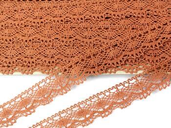 Cotton bobbin lace 82296, width 21 mm, terracotta - 2