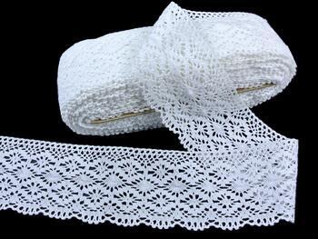 Cotton bobbin lace 82336, width 95 mm, white - 2