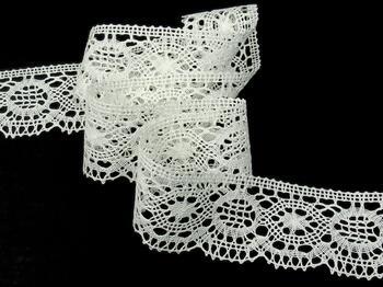 Linen bobbin lace 82339, width 58 mm, 100% linen bleached - 2