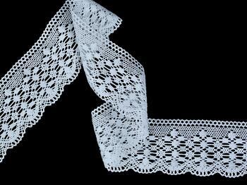 Cotton bobbin lace 81933, width 70 mm, white - 2