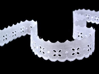 Cotton embroidery lace 65003, width 30 mm, white - 3