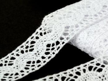 Cotton bobbin lace insert 73002, width 32 mm, white - 3