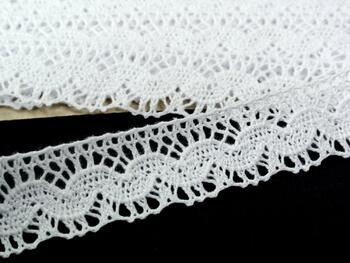 Cotton bobbin lace 73007, width 30 mm, white - 3