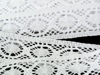 Cotton bobbin lace insert 73014, width 47 mm, white - 3