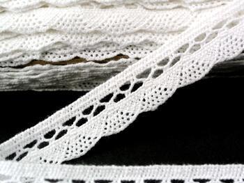 Cotton bobbin lace 74428, width 18 mm, white - 3