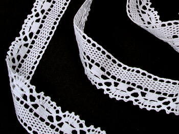 Cotton bobbin lace 75005, width 38 mm, white - 3