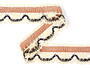 Cotton bobbin lace 75005, width 38 mm, ecru/terracotta/dark brown - 3/3