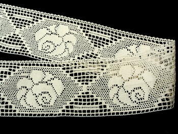 Cotton bobbin lace insert 75008, width 79 mm, ecru - 3