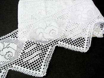 Cotton bobbin lace 75010, width 135 mm, white - 3