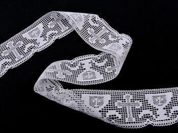 Cotton bobbin lace 75017, width 48 mm, white - 3