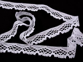 Cotton bobbin lace 75019, width 31 mm, white - 3