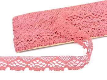 Cotton bobbin lace 75019, width 31 mm, rose - 3
