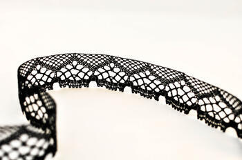 Cotton bobbin lace 75022, width 45 mm, black - 3