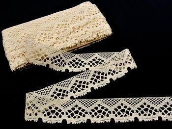 Cotton bobbin lace 75022, width 45 mm, ecru - 3