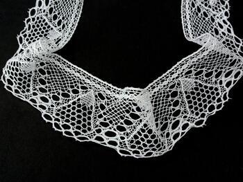 Cotton bobbin lace 75028, width 67 mm, white mercerized - 3