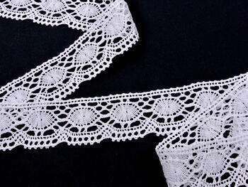 Cotton bobbin lace 75032, width 45 mm, white - 3