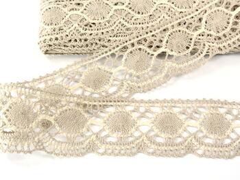 Cotton bobbin lace 75032, width 45 mm, light linen/ecru - 3