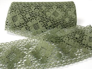 Cotton bobbin lace insert 75033, width 95 mm, dark linen gray - 3