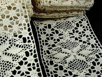 Cotton bobbin lace insert 75034, width 110 mm, ecru - 3