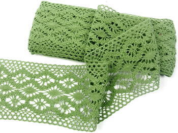 Cotton bobbin lace insert 75036, width 100 mm, olive - 3