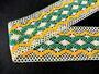 Cotton bobbin lace insert 75036, width 100 mm, ecru/yellow/green - 3/4