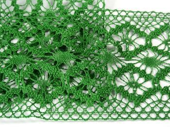 Cotton bobbin lace insert 75036, width 100 mm, grass green - 3
