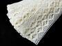 Cotton bobbin lace insert 75036, width 100 mm, white/Lurex gold - 3/5