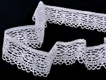 Cotton bobbin lace 75037, width 57 mm, white - 3