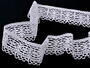 Cotton bobbin lace 75037, width 57 mm, white - 3/4