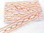 Cotton bobbin lace 75037, width 57 mm, white/orange - 3/5