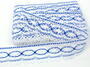 Cotton bobbin lace 75037, width 57 mm, white/royal blue - 3/5