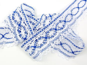 Bobbin lace No. 75037 white/royale blue | 30 m - 3