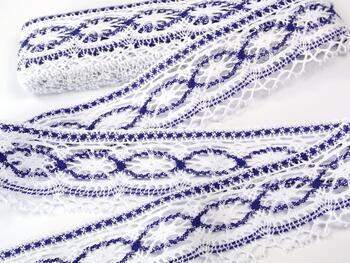 Cotton bobbin lace 75037, width 57 mm, white/purple - 3