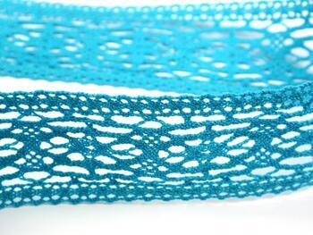 Cotton bobbin lace insert 75038, width 52 mm, turquoise - 3