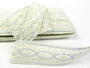 Cotton bobbin lace insert 75038, width 52 mm, light cream/light blue - 3/4