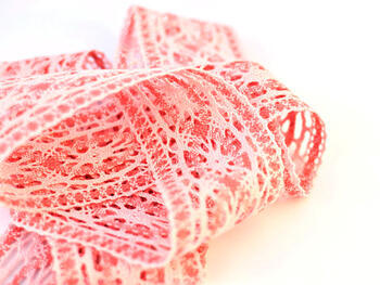 Cotton bobbin lace insert 75038, width 52 mm, pink/rose - 3