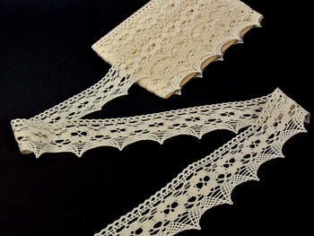 Cotton bobbin lace 75050, width 60 mm, ecru - 3