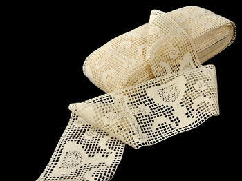 Cotton bobbin lace insert 75051, width 92 mm, ecru - 3