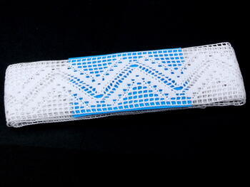 Cotton bobbin lace insert 75052, width 63 mm, white - 3