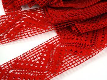 Cotton bobbin lace insert 75052, width 63 mm, red - 3