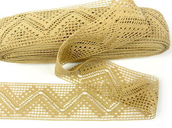 Cotton bobbin lace insert 75052, width 63 mm, caramel - 3