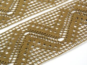 Cotton bobbin lace insert 75052, width 63 mm, chocolate - 3