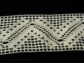 Cotton bobbin lace insert 75052, width 63 mm, ecru - 3