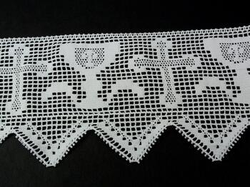 Cotton bobbin lace 75053, width 135 mm, white - 3